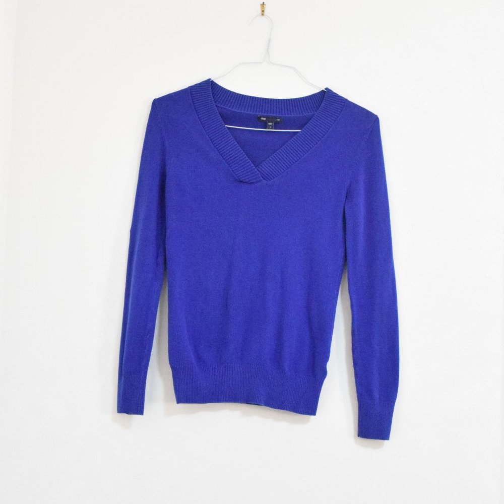 GAP Royal Blue Fine Knit Crossover V-neck Sweater | Size S